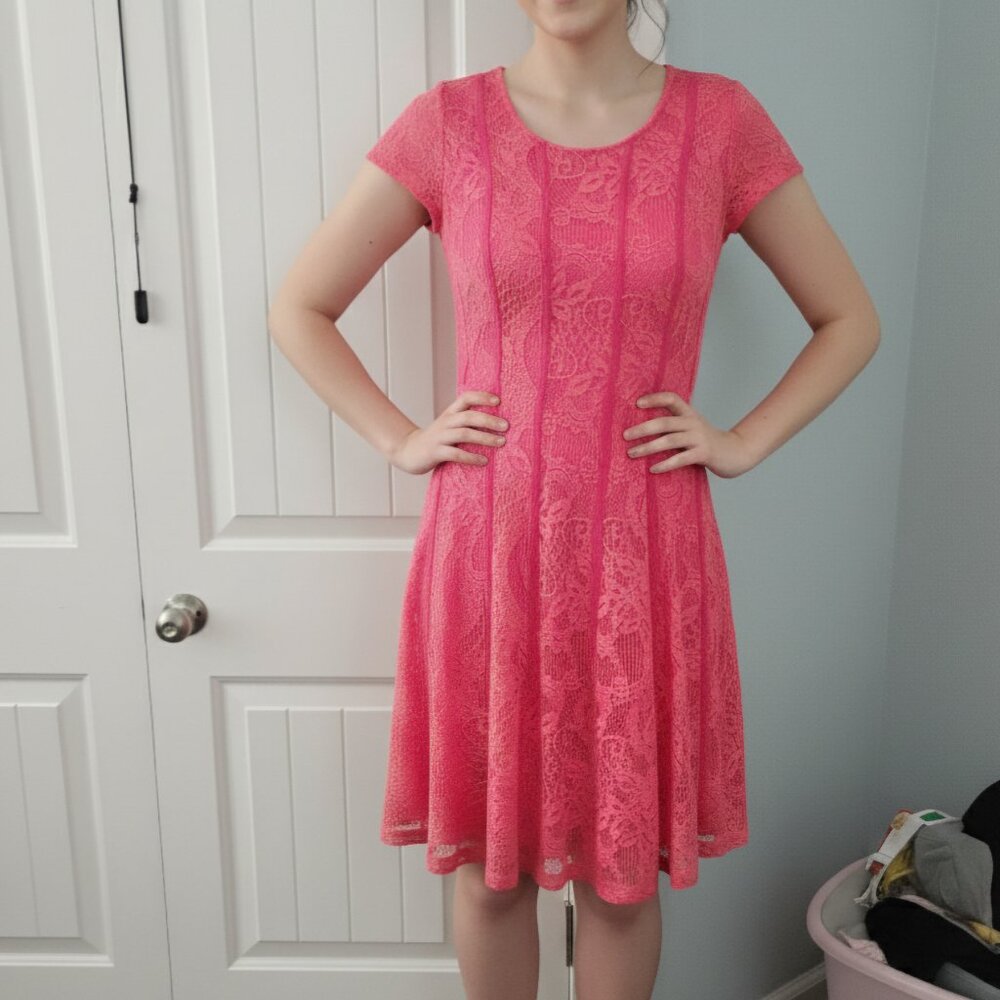 Coral Lace Dress, Small